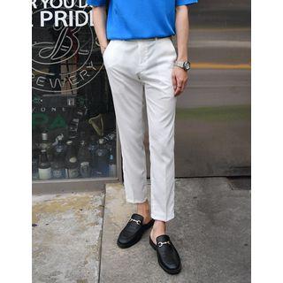 Contrast-trim Straight-cut Dress Pants