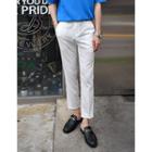 Contrast-trim Straight-cut Dress Pants