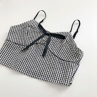 Plaid Camisole Top Black & White - One Size