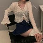 Tie-strap Lace Cropped Blouse Almond - One Size