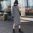 Striped Midi Sweater Dress Stripe - Black & White - One Size