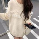 Cold-shoulder Lace Panel Sweater