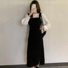 Plain Overall Dress / Long-sleeve Top