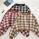 Color-block Plaid Long-sleeve Sweater