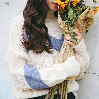 Mock Neck Two Tone Sweater