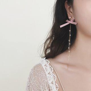 Fabric Bow Fringed Earring