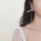 Fabric Bow Fringed Earring