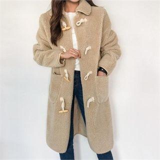 Toggle-button Sherpa Fleece Duffle Coat
