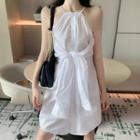 Halter Mini Shirt Dress / Plaid Girdle