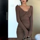Long-sleeve Twisted Cutout Mini Dress