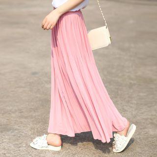Plain Pleated Maxi Chiffon Skirt
