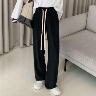 High-waist Loose-fit Pants Black - One Size