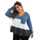 Long-sleeve Color-block Knitted Top