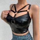 Strappy Faux Leather Crop Top