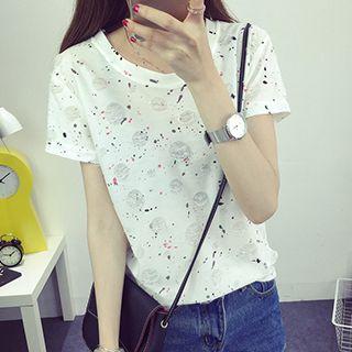 Paint Splattered Print Short Sleeve T-shirt