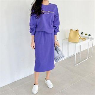 Lettered Sweatshirt & Midi Skirt Lounge Set