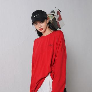 Extra Long-sleeve Letter-printed T-shirt