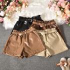 Faux Leather Frill Trim Shorts