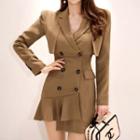 Long-sleeve Double-breasted Mini Sheath Coat Dress