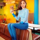 Set Of 2: Long-sleeve Striped Swim Top + Swim Pants