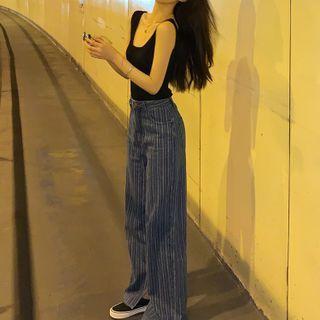 High Waist Pinstripe Jeans