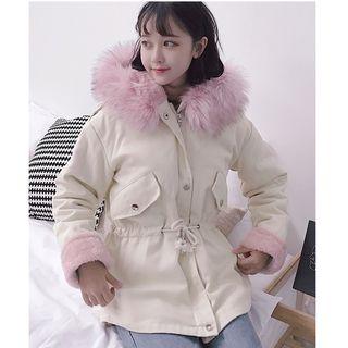 Furry Hooded Trench Coat