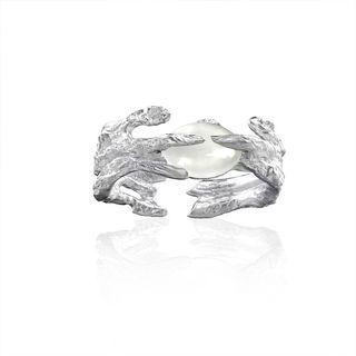 Agate Melting Sterling Silver Open Ring J3075 - Silver - One Size