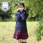 Set: Shirt + Bow Tie + Cardigan + Pleated Plaid Skirt
