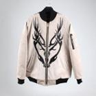 Antler Embroidery Suedette Flight Jacket