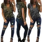 Short-sleeve Tied Camouflage T-shirt
