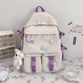 Multi-section Snap Buckle Backpack / Bag Charm With Brooch