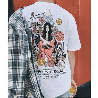 Flower Printed Short-sleeve T-shirt