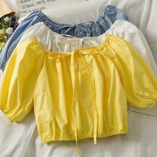 Boatneck Tie-neckline Crop Top