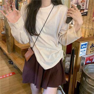 Long-sleeve Drawstring T-shirt / Wide Leg Shorts