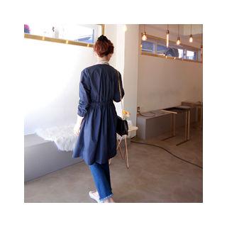 Collarless Band-waist Coat