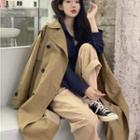 Trench Coat / Plain Shirt / Wide-leg Pants