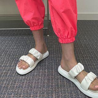 Shirred Double-strap Sandals