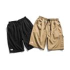 Drawstring-waist Flap-pocket Straight-cut Shorts