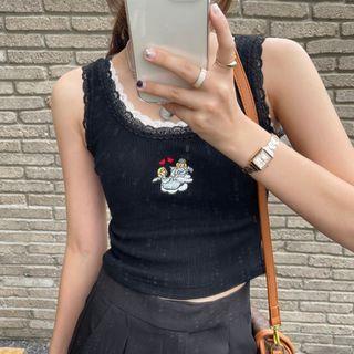 Angel Embroidered Tank Top