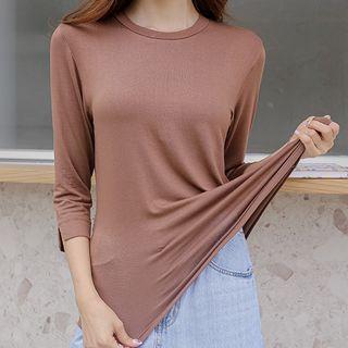 Slit-cuff Textured T-shirt