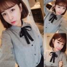 Bow Accent Flannel Shirt