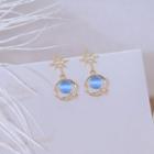 Star Planet Faux Cat Eye Stone Alloy Dangle Earring 1 Pair - Gold - One Size