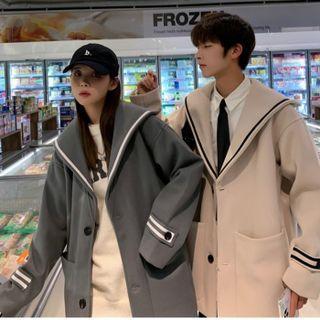 Couple Matching Sailor Collar Button-up Long Coat