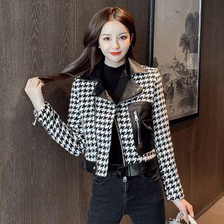Houndstooth Biker Jacket
