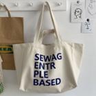 Lettering Canvas Tote Bag Sewag - Off-white - One Size