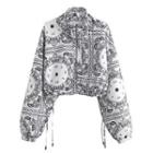 Paisley Print Cropped Zip-up Jacket