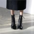 Rugged-sole High-heel Lace-up Short Boots