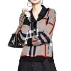 Mock Two Piece Plaid Long Sleeve Collared Top