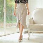 Tall Size Ruffle-trim Stripe Skirt