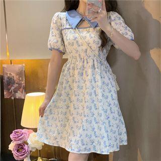 Collar Floral Mini A-line Dress